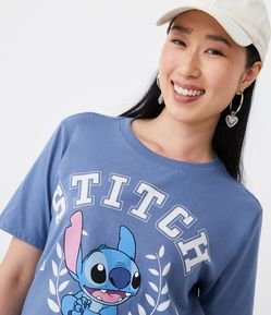 Camiseta em Algodão com Manga Curta com Estampa Stitch