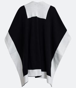 Poncho Dupla Face com Abertura Total Frontal e Estampa Linhas Contrastantes