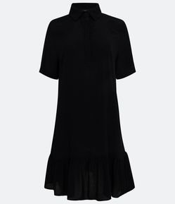 Vestido Curto em Viscose com Babado na Barra