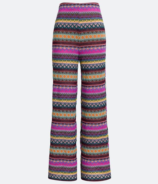 Pantalón Pantalona de Punto con Rayas y Lineas Contrastantes Multicolores 5