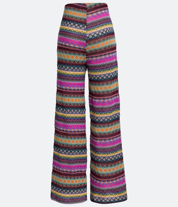Pantalón Pantalona de Punto con Rayas y Lineas Contrastantes Multicolores 6