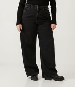 Pantalón Wide Leg en Jeans con Bolsillo Reloj Curve & Plus Size