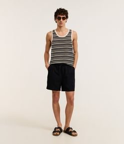 Bermuda em Algodão com Linho e Cós Elástico