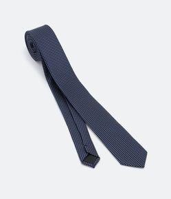 Gravata Slim com Textura e Estampa Poá