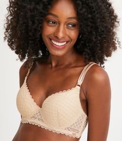 Sutiã Base em Renda com Bojo Oco e Detalhe Geométrico