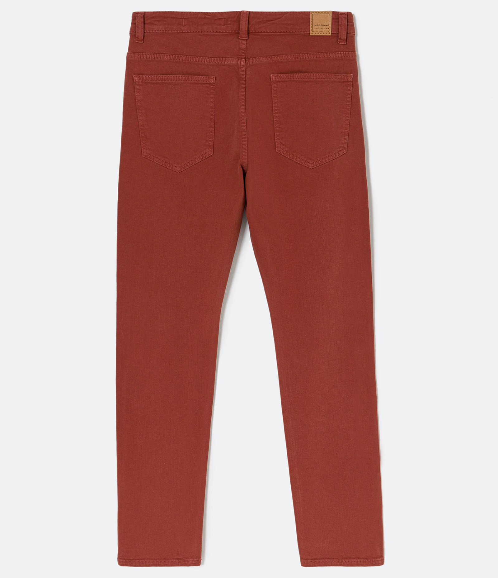 Calça Slim em Sarja com Bolsos Vermelho Terra 7