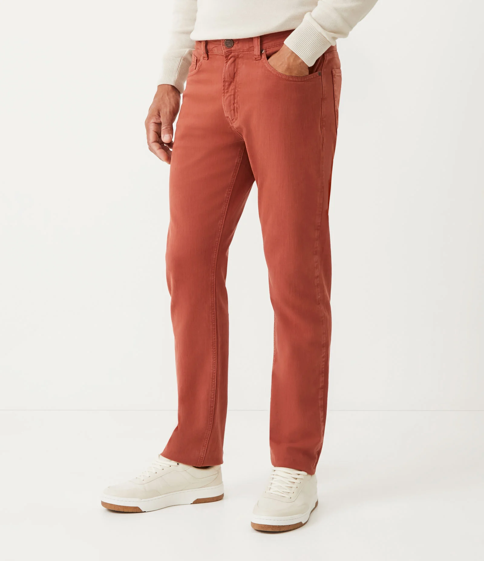 Calça Slim em Sarja com Bolsos Vermelho Terra 2