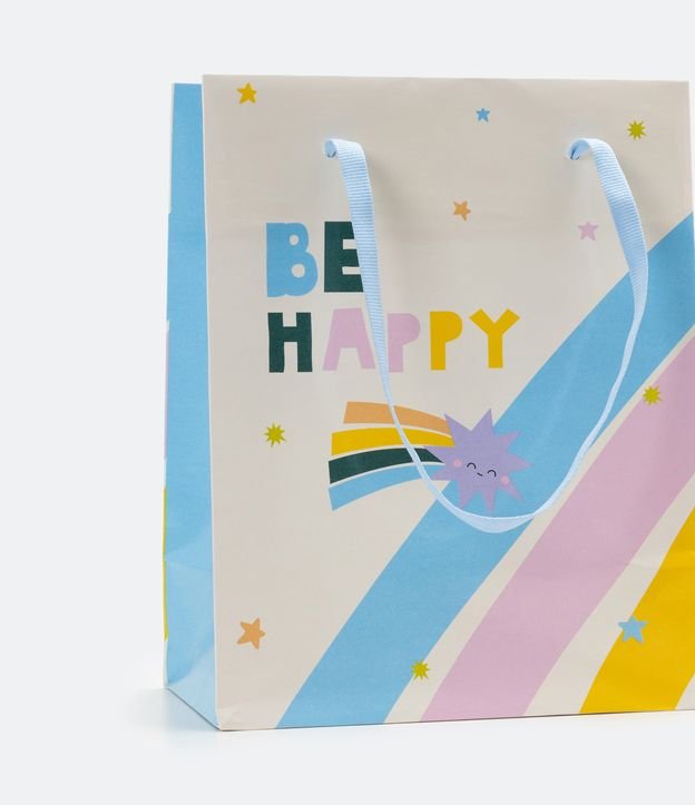 Embalaje de Regalo con Estampado de Arcoiris y Be Happy Azul 3