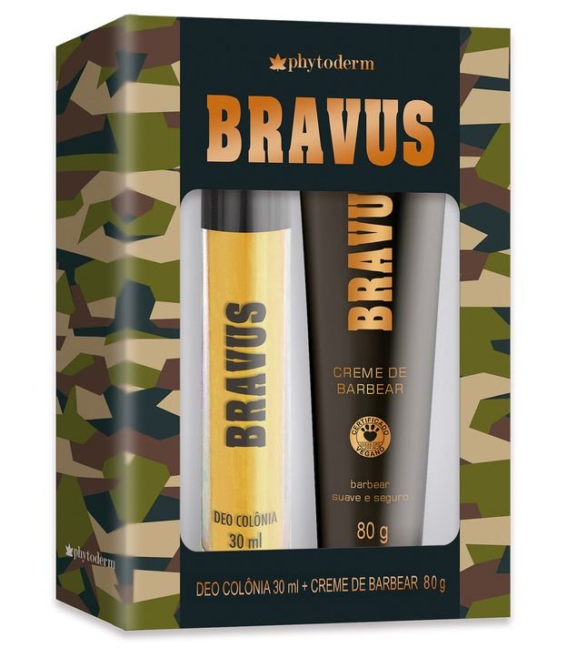 KIT: Colonia Phytoderm Bravus 30ml + Creme de Barbear 80g KIT - Lojas Renner KIT: Colonia Phytoderm Bravus 30ml + Creme de Barbear 80g KIT - Lojas Renner