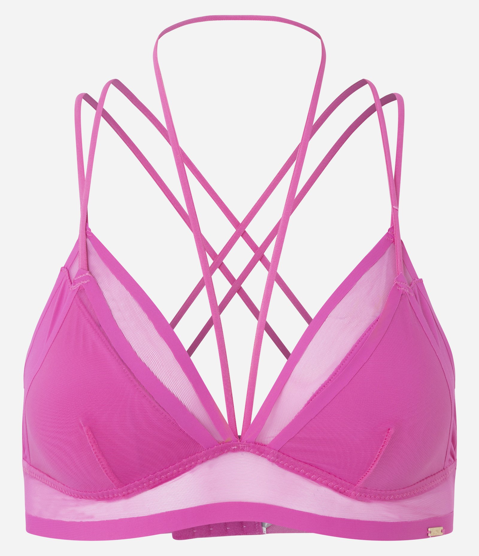 Sutiã sem Bojo em Microfibra com Tiras e Detalhe em Tule Rosa 5