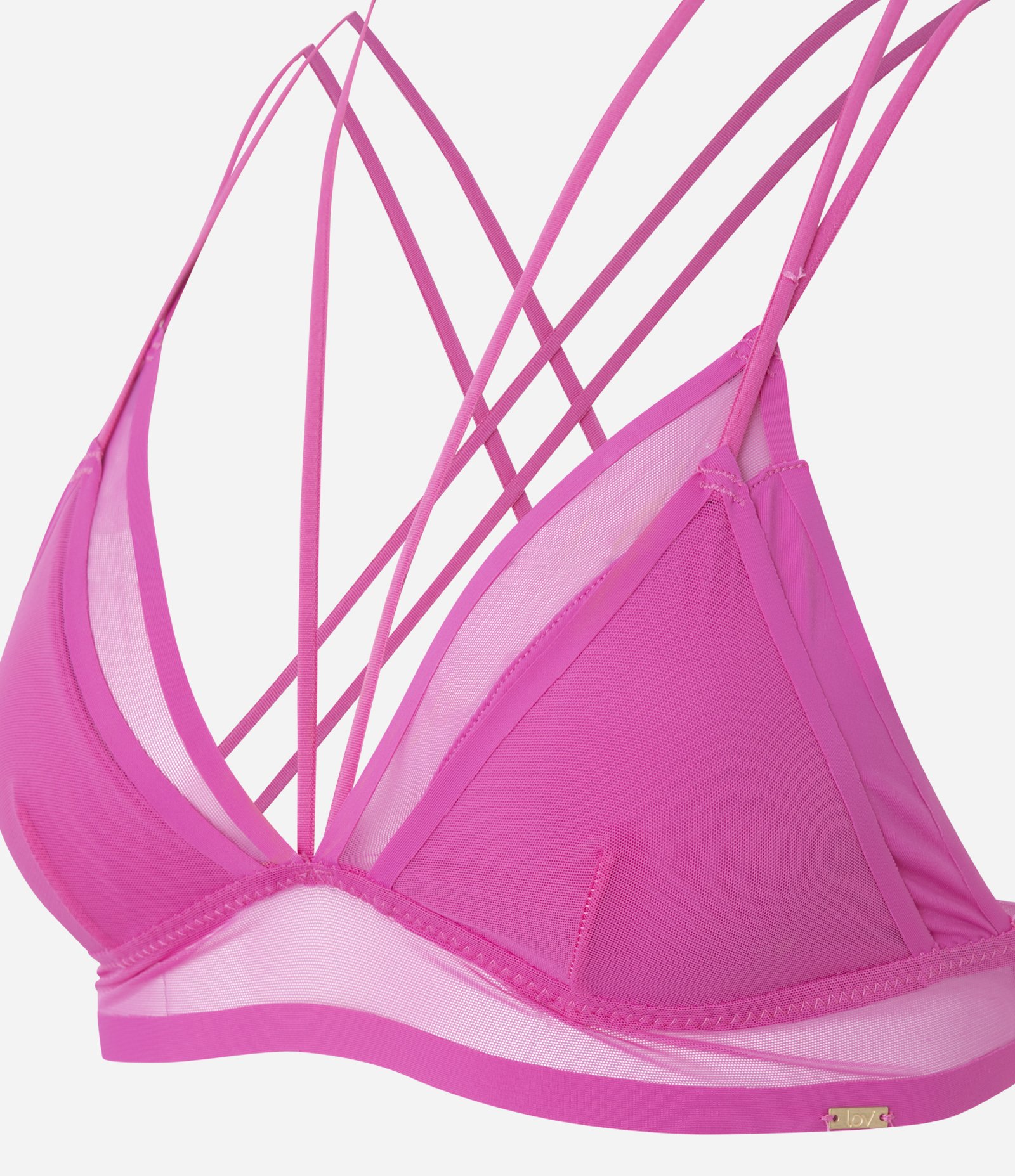 Sutiã sem Bojo em Microfibra com Tiras e Detalhe em Tule Rosa 6