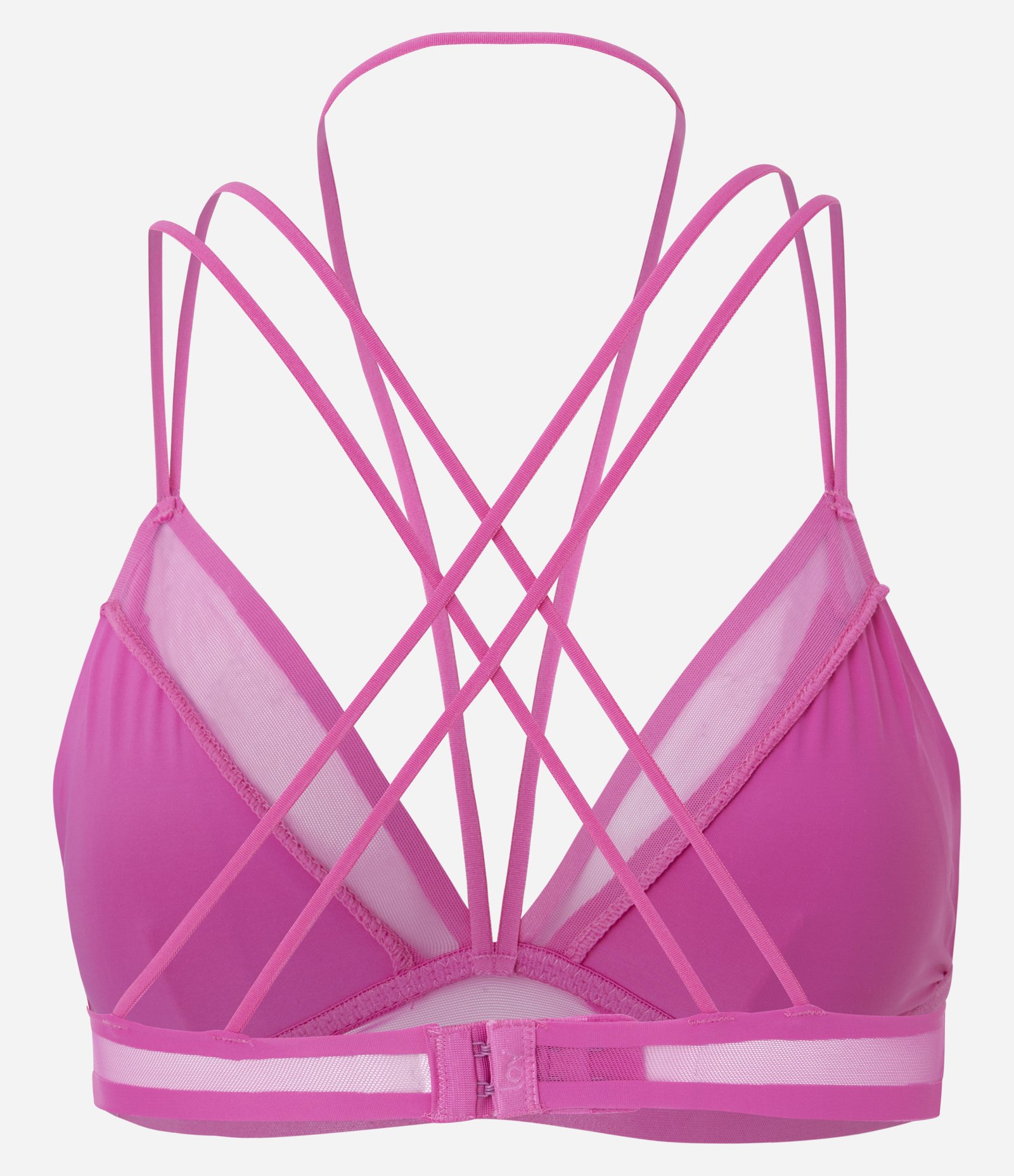 Sutiã sem Bojo em Microfibra com Tiras e Detalhe em Tule Rosa 7