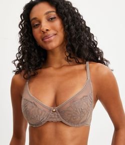 Sutiã em Tule sem Bojo com Aro e Detalhes Bordados
