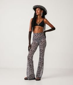 Calça Bailarina em Tule com Estampa Animal Print Zebra