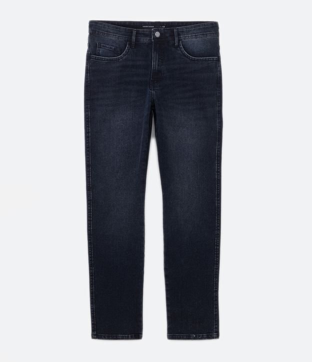 Calça Slim Jeans com Bolsos e Efeito Bigode de Gato Azul Escuro 6