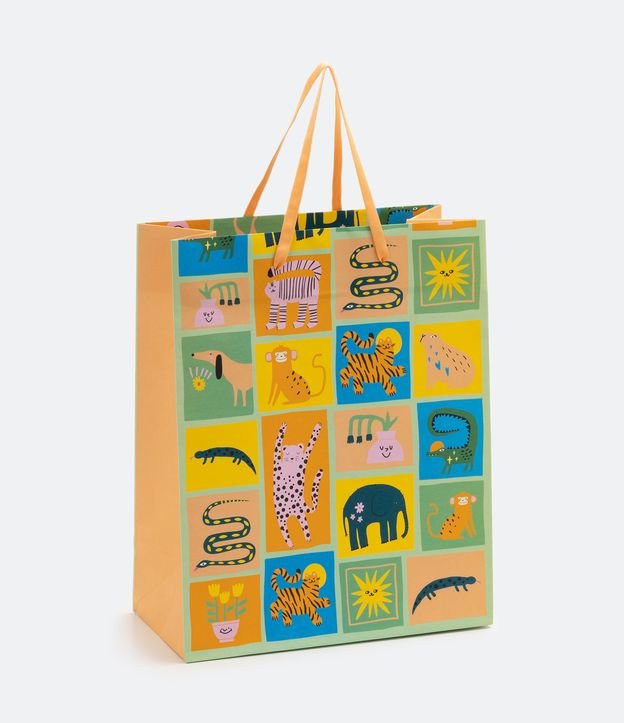 Embalaje de Regalo Mediana con Estampado de Animales de Colores y Correa de Cuerda Surtido 1