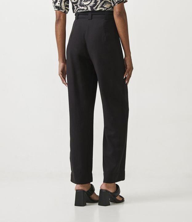 Pantalón Pantalona en Viscosa con Cinturón Cuerda y Hebilla Dorada Negro 3