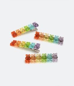 Kit 04 Presilhas de Cabelo Infantil com Ursinhos Coloridos