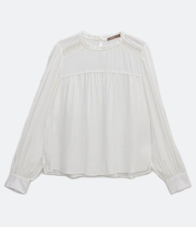 Blusa Bata en Viscosa con Detalles Curve & Plus Size Blanco 1