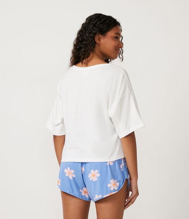 Pijama Corto en Viscolycra con Estampado Floral Off White 2