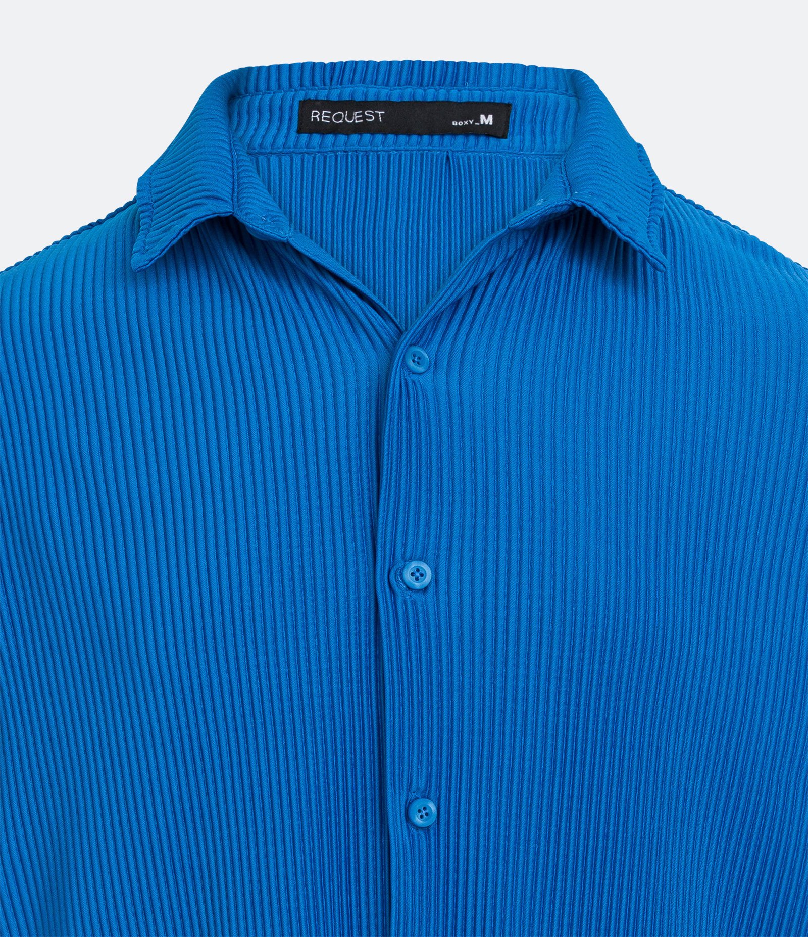 Camisa Slim com Textura Canelada e Gola Colarinho Azul Clássico 3