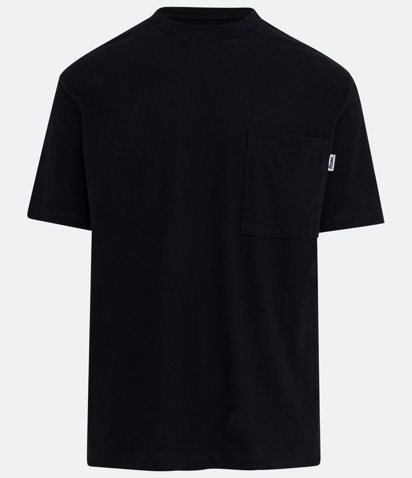 Camiseta em Algodão Malhão com Bolso Frontal e Etiqueta Preto 5