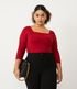 Imagem miniatura do produto Blusa Ribana con Manga 3/4 y Escote Cuadrado Curve & Plus Size Rojo 1