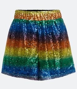 Short com Elástico no Cós e Paetês Coloridos