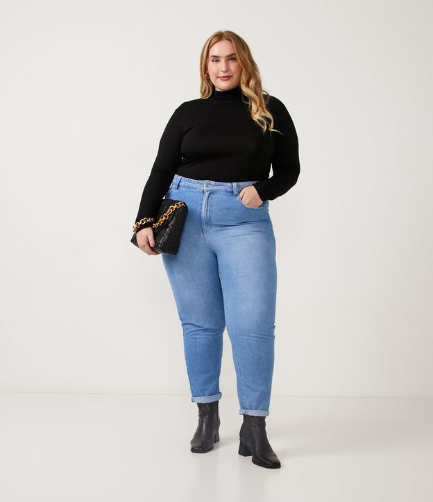 Blusa Básica en Viscolycra con Cuello Alto Curve & Plus Size Negro 2