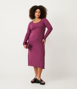 Vestido Midi em Ribana com Decote U Curve & Plus Size