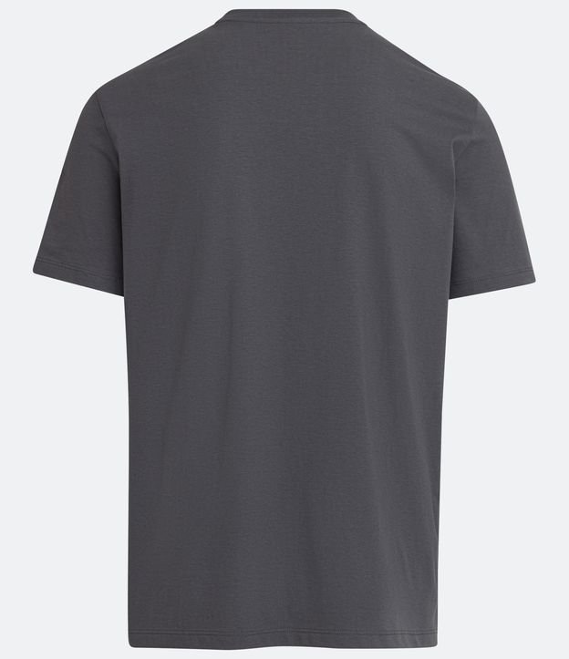 Remera Regular en Algodón con Estampado de Lettering Gris Oscuro 6