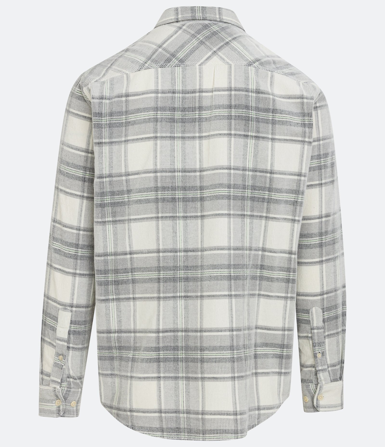 Camisa em Veludo com Textura Cotelê e Estampa Xadrez Bege/ Preto 2