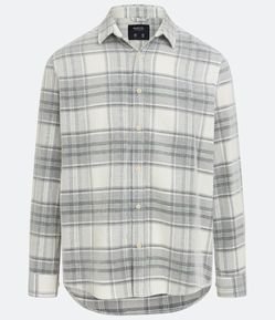 Camisa em Veludo com Textura Cotelê e Estampa Xadrez