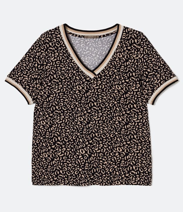 Blusa en Viscolycra con Estampado Animal Print Jaguar Curve & Plus Size Negro 5