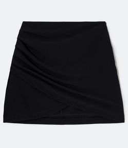 Saia Curta em Crepe com Franzido Lateral Curve & Plus Size