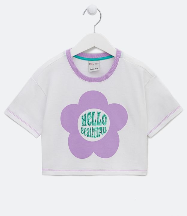 Blusa Infantil em Cotton com Estampa de Flor - Tam 5 a 14 Anos