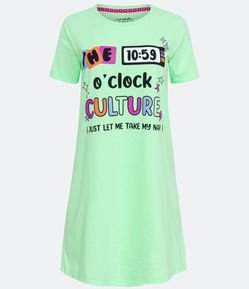 Camisola Curta em Meia Malha com Estampa Lettering