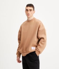 Blusão Balloon Fechado em Moletom com Etiqueta Bordada