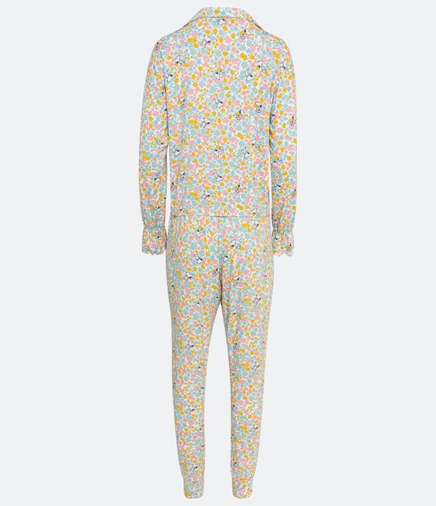 Pijama Americano Largo en Viscolycra con Estampado Floral Snoopy Blanco 6
