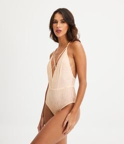 Body Sem Bojo em Tule com Detalhes em Broderi