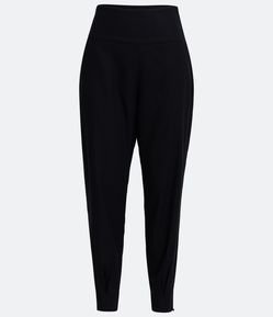 Calça Cenoura em Linho com Pala Larga no Cós