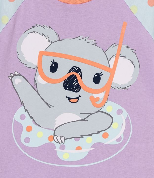 Pijama Corto Infantil con Estampado Koala - Talle 2 a 4 años Violeta Claro 2