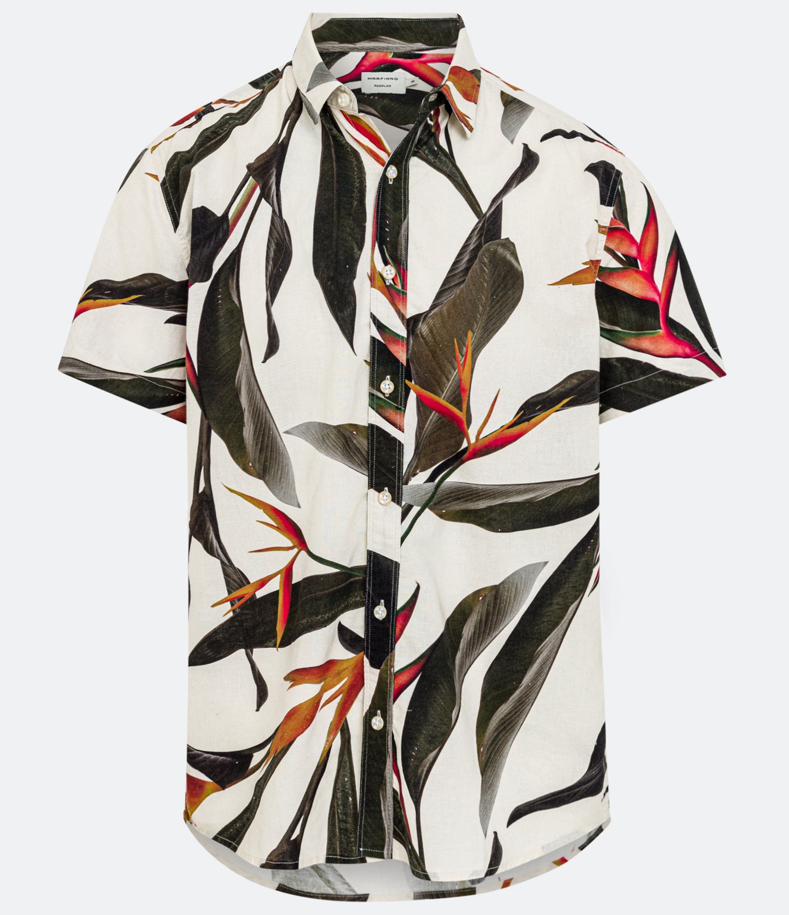 Camisa em Algodão com Estampa de Folhagem Bege 5