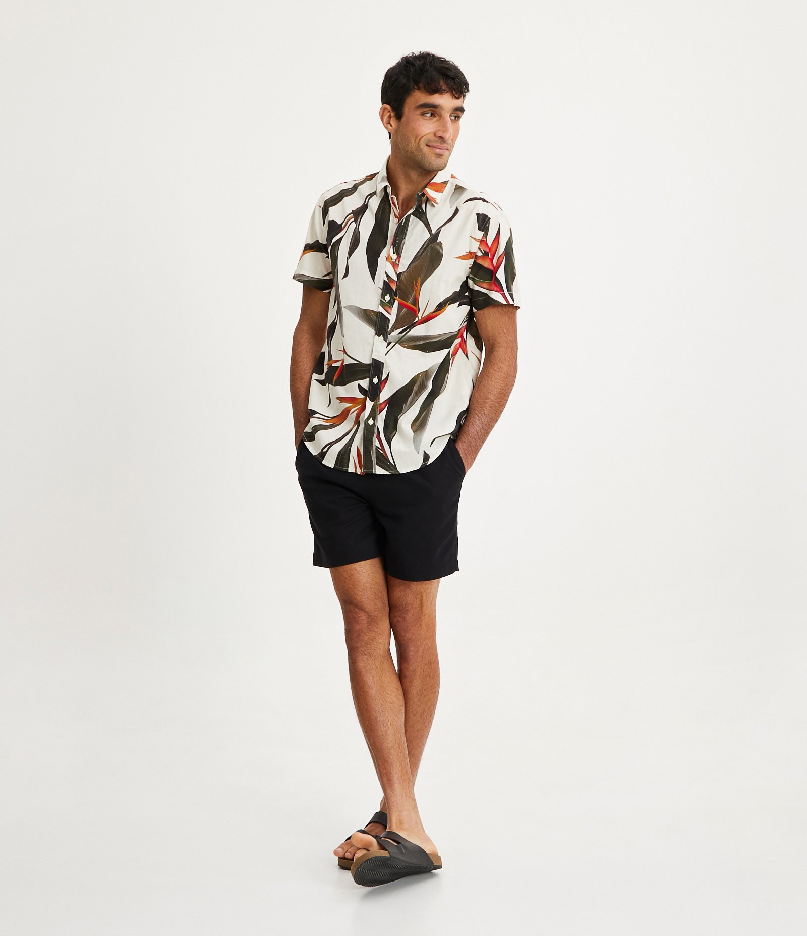 Camisa em Algodão com Estampa de Folhagem Bege 2