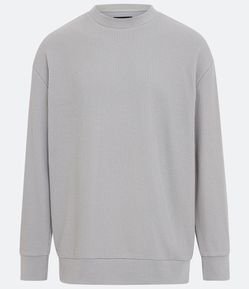 Blusão Relaxed Fechado em Moletom com Textura Canelada