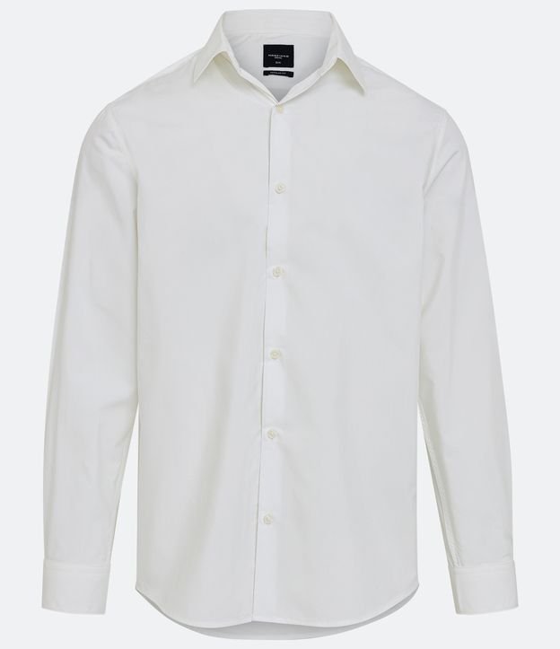 Camisa Regular em Microfibra com Gola Colarinho e Manga Longa Branco 7