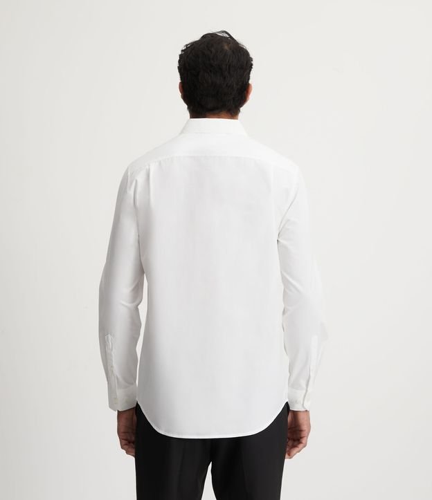 Camisa Regular em Microfibra com Gola Colarinho e Manga Longa Branco 5