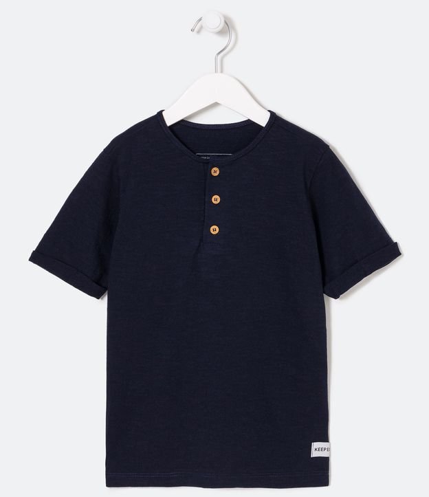 Remera Infantil Texturizada con Botones - Talle 5 a 14 años Azul 1
