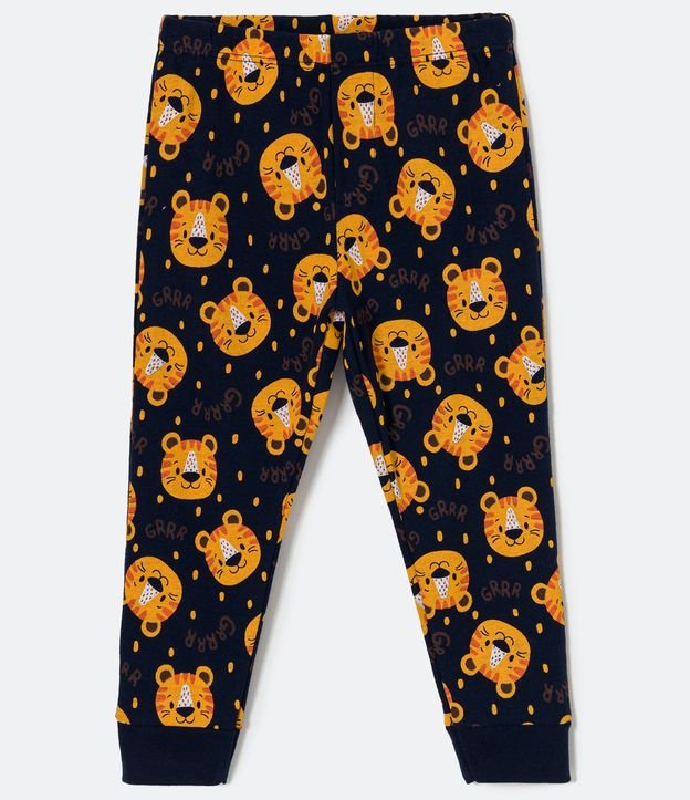 Pijama Largo Infantil Estampado Tigre con Orejas 3d - Talle 1 a 4 años Amarillo 3