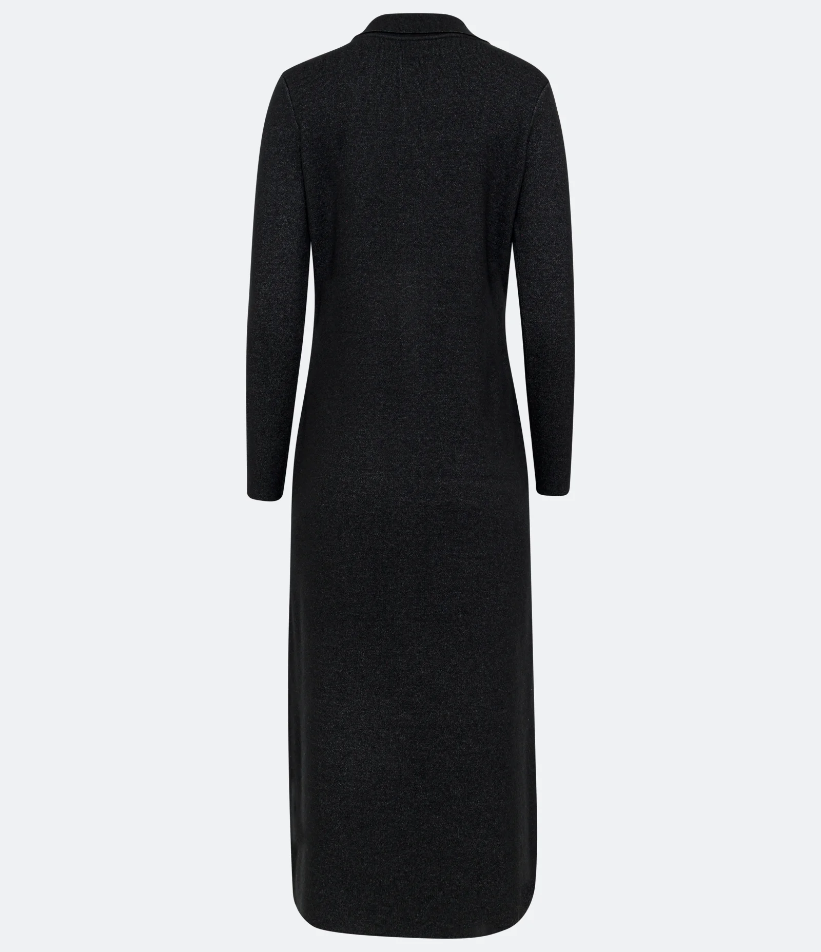 Vestido Chemise Longo em Tricô com Botões Preto 2